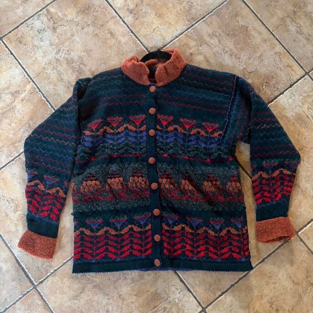Vintage fall Sweater Women's Large Unique Cottagecore Hipster Layering